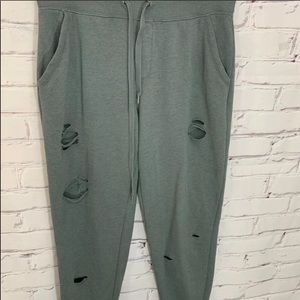 Aerie green distressed ripped Joggers sweatpants M